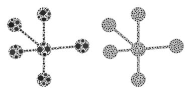 Düğüm Bağlantıları Simgesi - Covid-2019 Biyolojik Tehlike İkonları Mozaiği