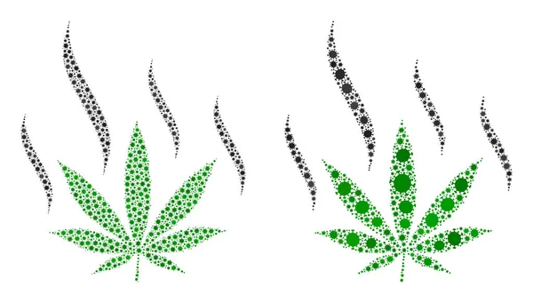 Marijuana Aroma Icon Komposisi dengan Coronavirus Biological Hazard Infection Icons - Stok Vektor