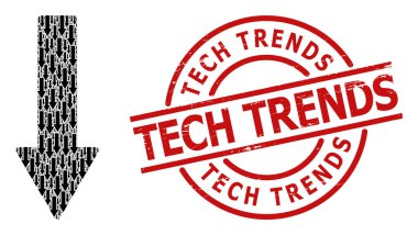 Ok Simgesi Fraktal Bileşimi ve Tırmalanmış Teknoloji Eğilimleri Rozeti