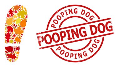 Kakalı Köpek Mührü ve İnsan Ayağı İzi Sonbahar Kompozisyon Simgesi Sonbahar Yaprakları