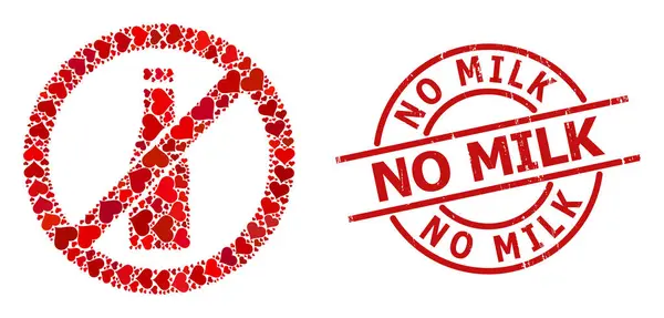Not No Milk Badge und Rote Liebe verbieten Bierflaschen-Mosaik — Stockvektor