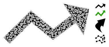 Artan Eğilim Oku Simgesi Fraktal Kolajı