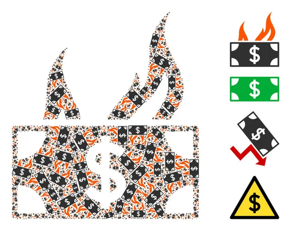 Burn Dollar Bill Icône Recursion Composition — Image vectorielle
