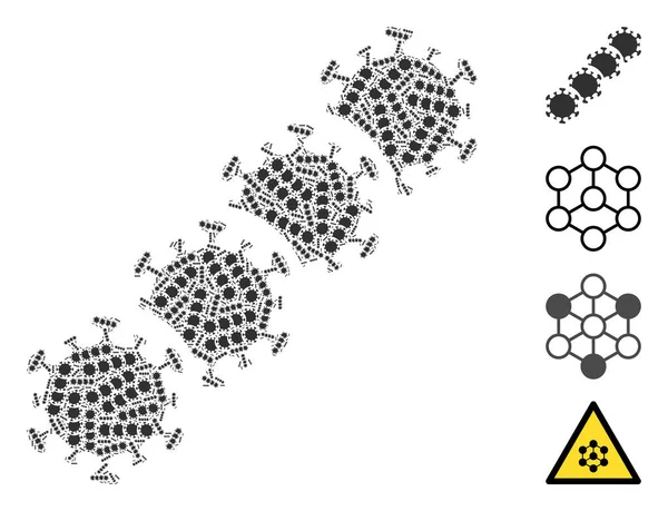 Virus Blockchain Icon Rekursion Zusammensetzung — Stockvektor