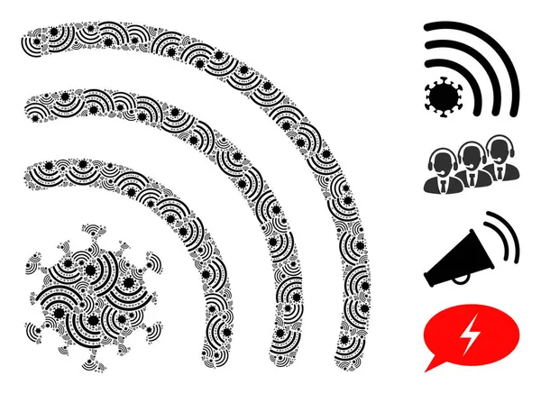 Virus Wi-Fi Signal Icône Composition récursive — Image vectorielle