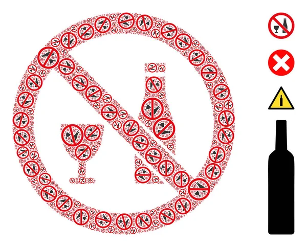 Prohibir el alcohol icono recursión mosaico — Vector de stock