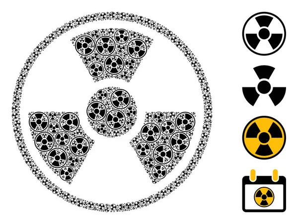 Colagem de reanimação de ícones de símbolo radioativo — Vetor de Stock