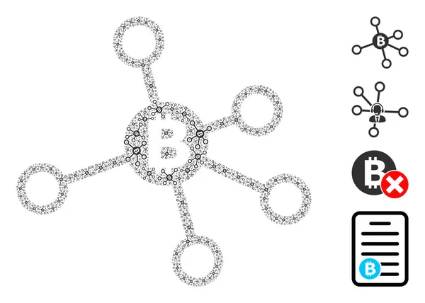 Icona nodi Bitcoin Collage ricorsivo — Vettoriale Stock