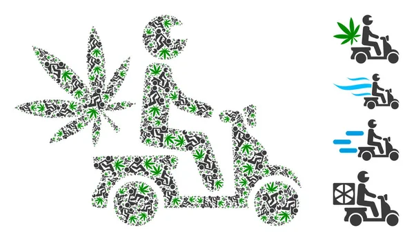 Marihuana Motocykl Dodávka Icon Fractal Mosaic — Stockový vektor