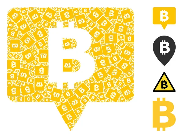 Bitcoin Banner Ikon Fractal Mosaik — Stock vektor