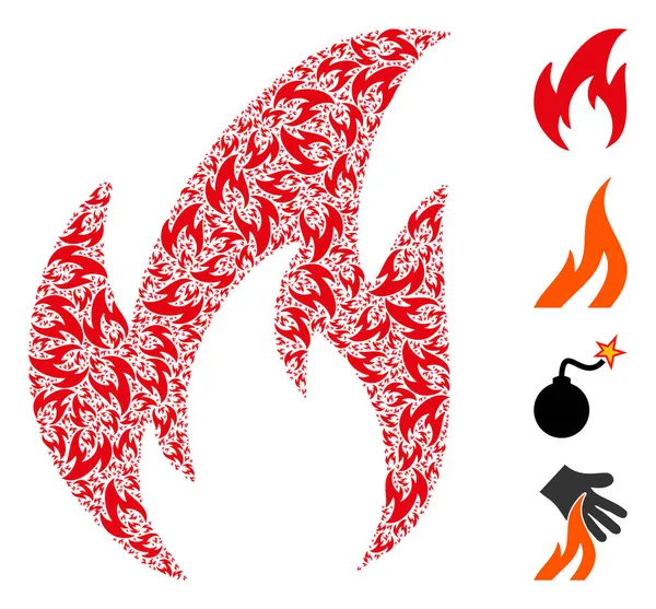 Mosaico di ricorsione icona del fuoco — Vettoriale Stock