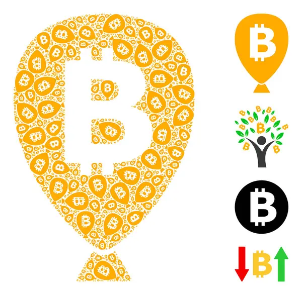 Bitcoin ballong ikonen rekursiv collage — Stock vektor