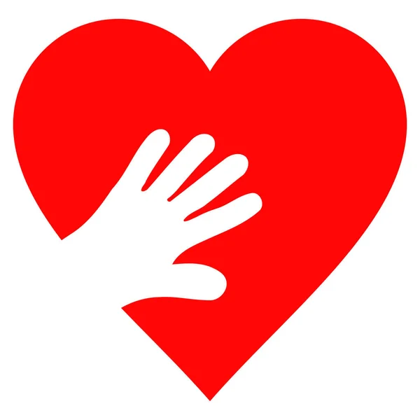 Hand Touch Heart Flat Icon Illustration — Stock Photo, Image