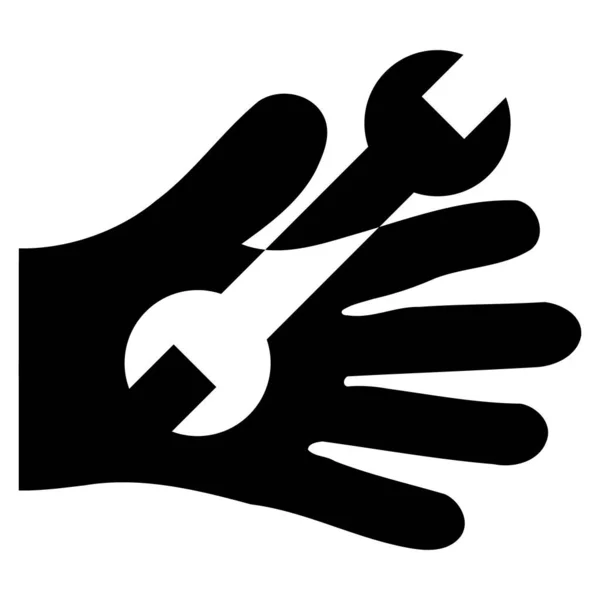 Llave de servicio de mano plana icono símbolo — Foto de Stock