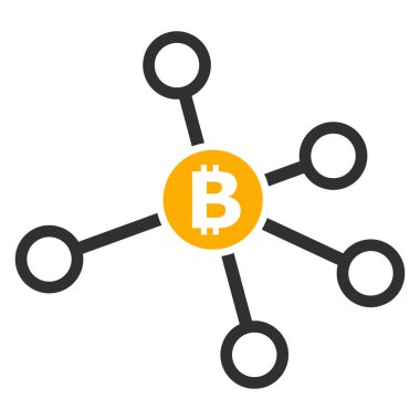 Bitcoin Düğümü Düz Simge İllüstrasyonu