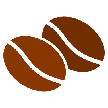 Kahve Fasulyesi Yassı Simge Çizimi