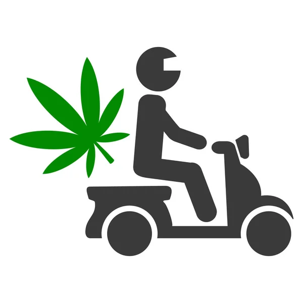 Marijuana Motorbike Delivery Flat Icon Raster — Stock Photo, Image