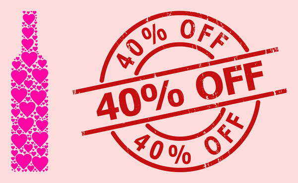 Textured 40 discount Off Stamp Seal and Pink Love Heart Bottle Mosaic