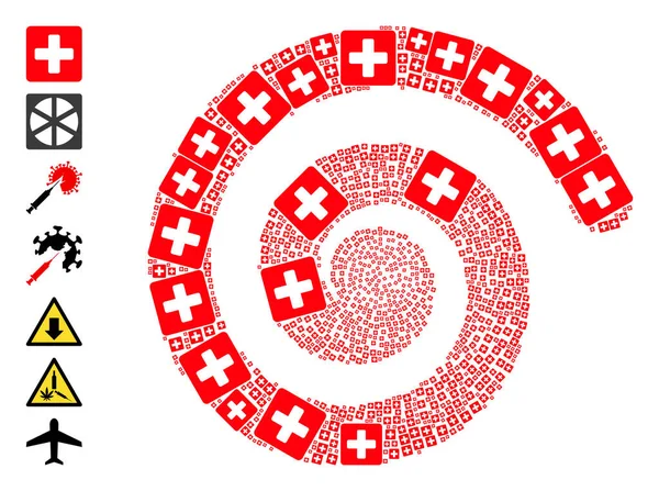 Medical Box Icon Spiral Twirl Ψηφιδωτό — Διανυσματικό Αρχείο