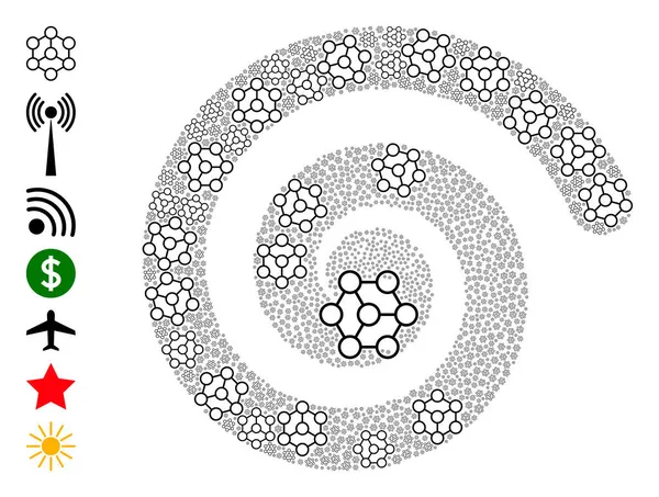 Blockchain pictogram spiraal rotatie Collage — Stockvector