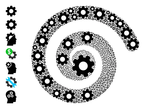 Τροχός γρανάζι Εικονίδιο Spiral Twist Ψηφιδωτό — Διανυσματικό Αρχείο