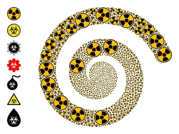Ciclo espiral de ícone radioativo Mosaic — Vetor de Stock