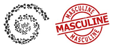 Tehlike Erkeksi Mühür ve Erkek Kişi Simgesi Döngüsü Mozaiği