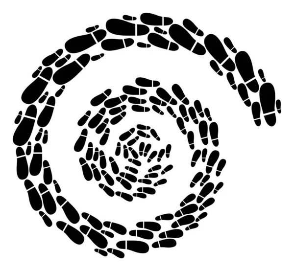 Human Foot Print Ikone Spirale Spin Mosaik — Stockvektor