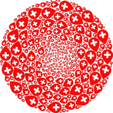 Klinik Harita Pointer Simgesi Patlayan Yuvarlak Küresel Mozaik