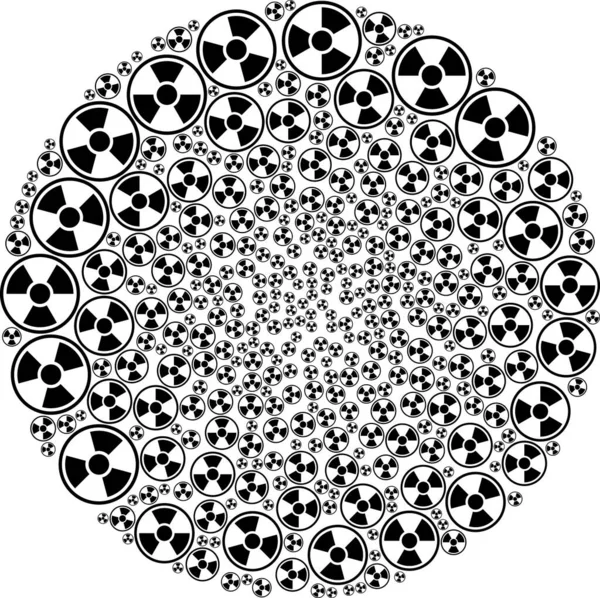 Radioaktivní symbol Ikona Fireworks kulatá mozaika clusteru — Stockový vektor