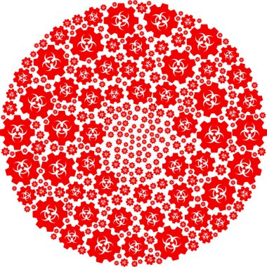 Biyolojik Tehlike Endüstrisi Simge Patlaması Küre Kümesi Mozaiği