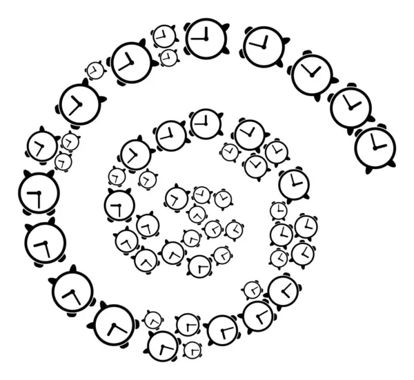 Alarm klok icoon spiraal krullen Mozaïek — Stockvector