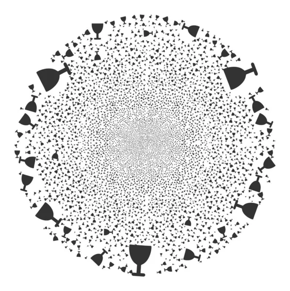 葡萄酒玻璃图标马赛克爆炸球状星团 — 图库矢量图片
