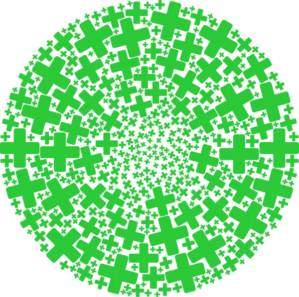 Groene kruis Pictogram Burst Ronde Cluster Mozaïek — Stockvector