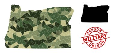 Oregon Eyaleti Üçgen Mozaik Haritası ve Tehlike Askeri Damgası