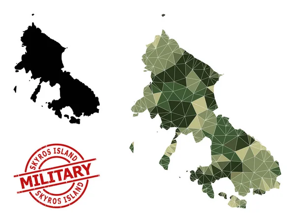 Triangle Mosaic Map της Σκύρου και Στρατιωτικό Υδατογράφημα Κινδύνου — Διανυσματικό Αρχείο