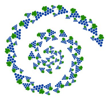 Üzüm Çubuğu Simgesi Spiral Akış Kolajı
