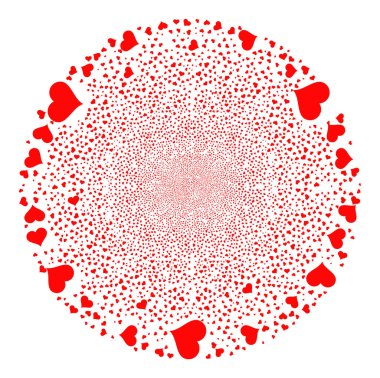 Aşk Kalbi Simgesi Mozaiği Patlayan Yuvarlak Küme