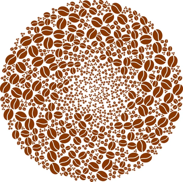 Coffee Beans Icon Rotated Spheric Cluster Collage — Stock Vector