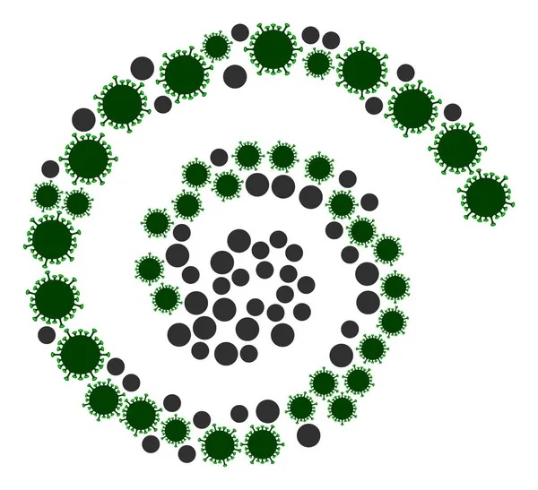 Kolaż spiralny ikony wirusa Covid — Wektor stockowy