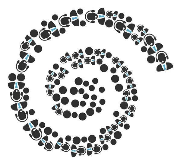 呼叫中心操作员Icon Spiral Stream Collage — 图库矢量图片
