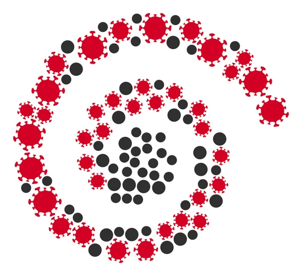 Covid Virus Icon Spiraal Centrifugale Collage — Stockvector
