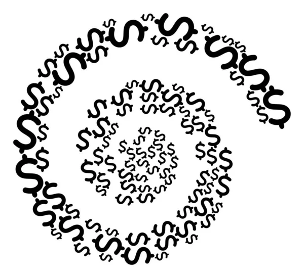 Dollar Symbol Ikone Spirale Zentrifugalmosaik — Stockvektor