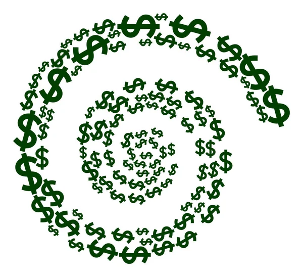 Dollaro icona spirale rotazione collage — Vettoriale Stock