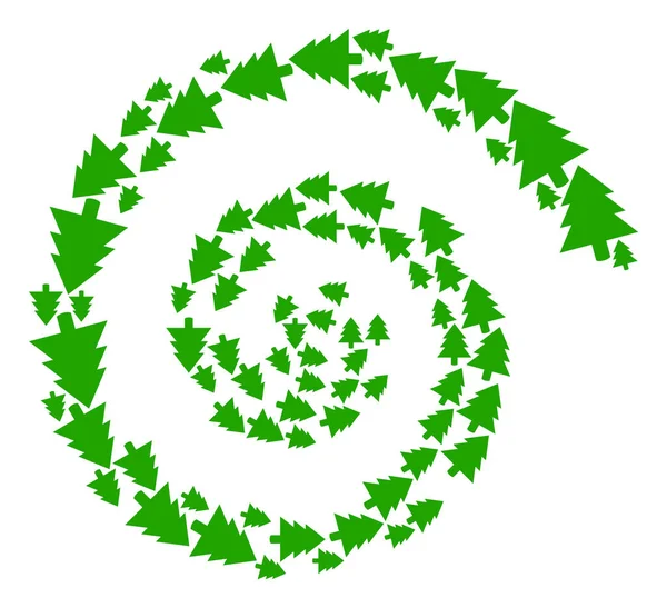 Коллаж спирального цикла иконы ёлки — стоковый вектор
