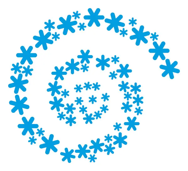 Eenvoudige Snowflake Icoon Spiraal Centrifugale Collage — Stockvector