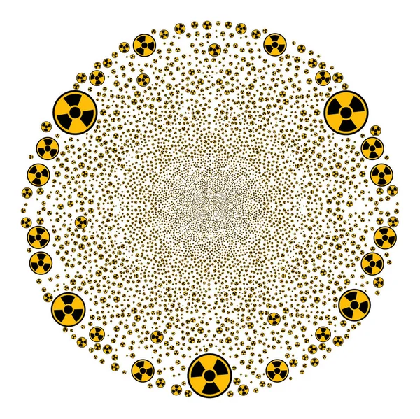 Radioaktivní koláž ikon explodující kolem globuly — Stockový vektor