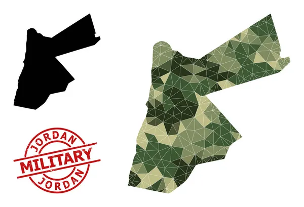 Low-Poly Mosaic Mapa de Jordania y la angustia Militar Marca de agua — Vector de stock