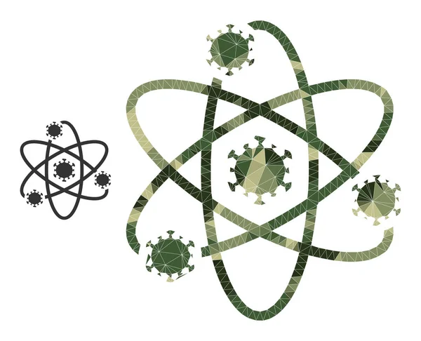 Trojúhelník Mozaika Atom viry Ikona v Camo vojenské barvy odstíny — Stockový vektor