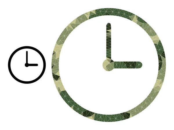 Trójkąt Mozaika Zegar ikona w kamuflażu wojskowe odcienie kolorów — Wektor stockowy